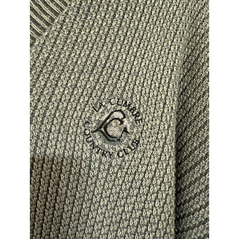 Carlyle Sweater Men's Large Green Cotton Ribbed Chunky Pullover USA La Cumbre